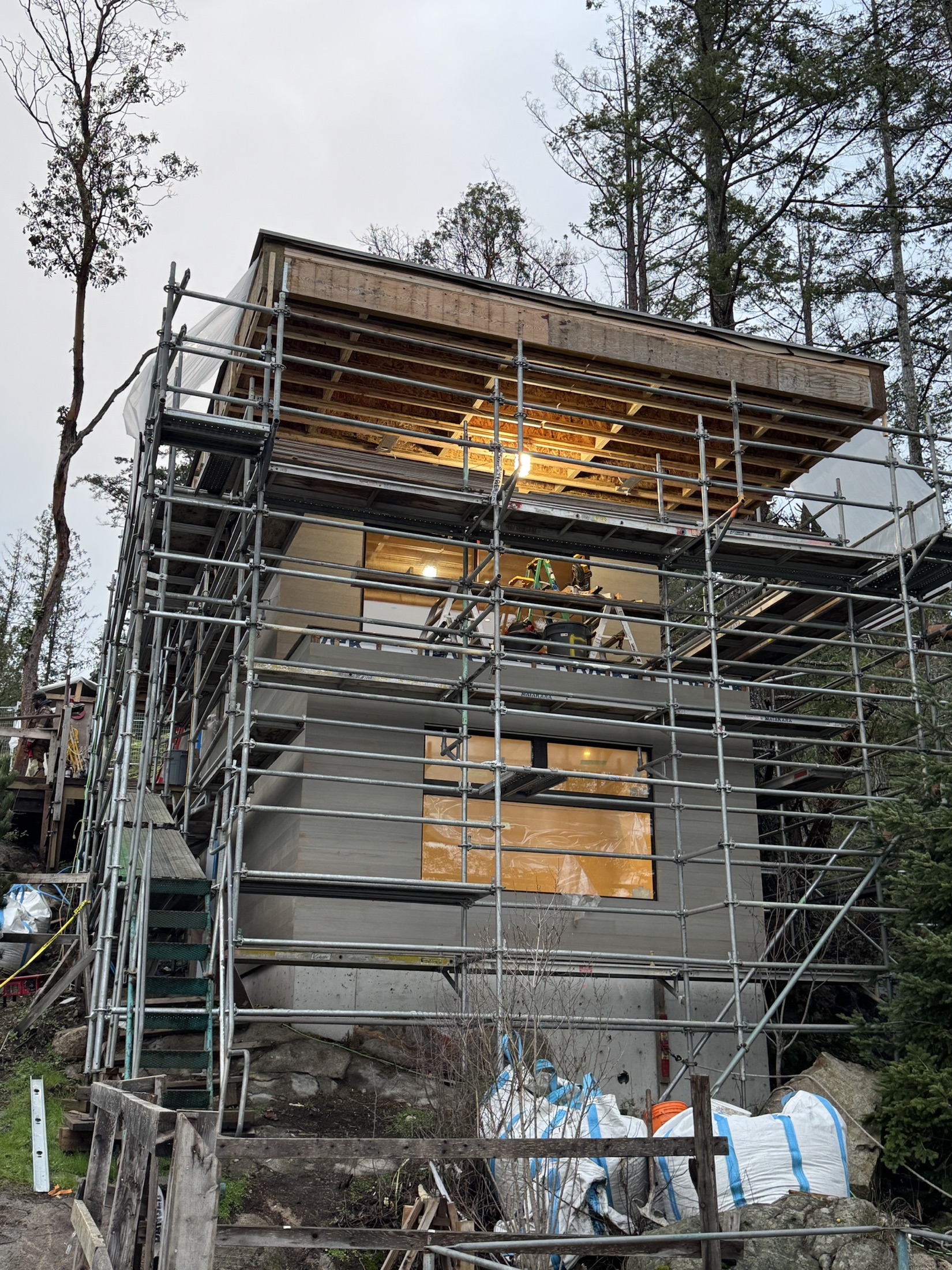 Cedar siding elevation on the Cove Beach ADU, Sechelt