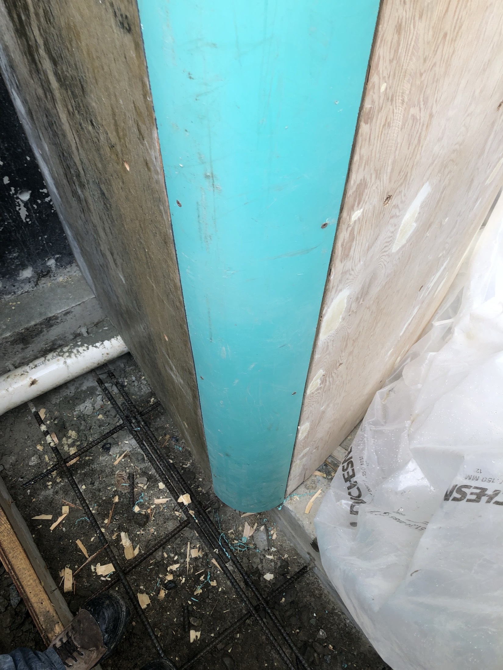 Close-up of the curved formwork radius for the Pemberton curved concrete staircase