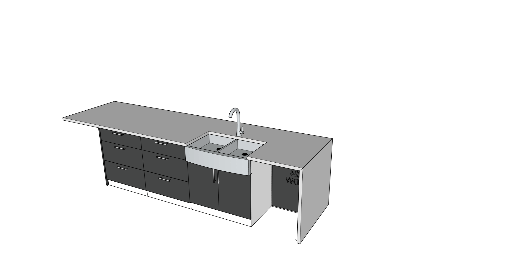 3D design concept render of the kitchen island for Wende's Remodel, New Westminster